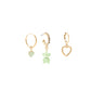 Fashion dripping oil personality small earrings set simple love bear rhinestones all-match cold earrings
