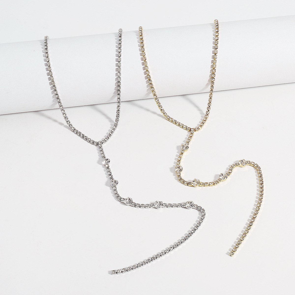 N1968 Simple sexy long tassel necklace trendy niche geometric rhinestone necklace necklace necklace