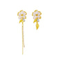 White camellia asymmetric earrings ins simple micro-inlaid zircon long tassel earrings flower earrings