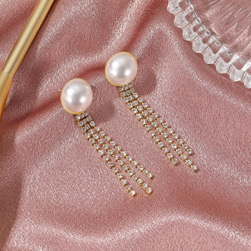 S925 silver needle baroque tassel pearl earrings retro high-end sense earrings temperament net red ins earrings