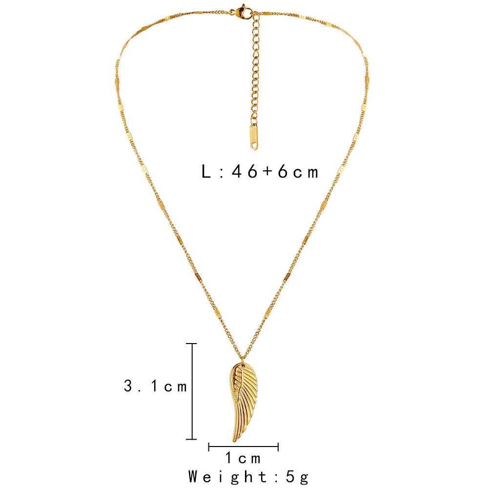 Feather Necklace Women's Light Luxury Niche Design Sense Clavicle Chain Versatile Stainless Steel Golden Angel Wings Short Necklace