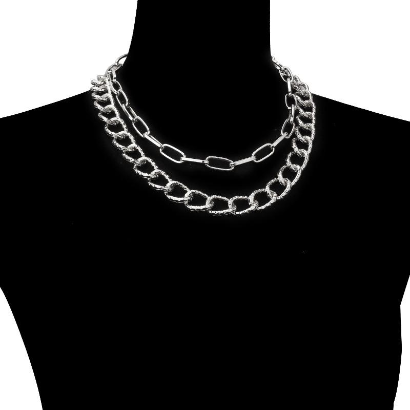 Jewelry Hip Hop Punk Metal Chain Necklace Female Fashion Street Shot Trendy Geometric Clavicle Necklace