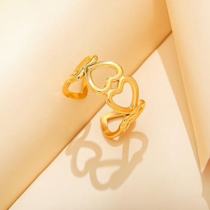 Ins light luxury niche all-match style color stainless steel love drop oil opening ring female personality fashion live mouth