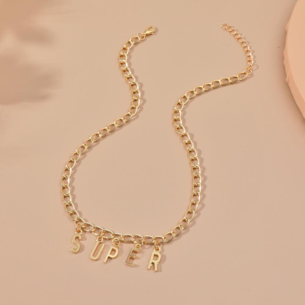diy simple handmade alloy English word letter necklace hip-hop couple pendant short chain men and women