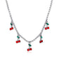 Rhinestone Cherry Necklace Hip Hop Tennis Chain Cherry Pendant Necklace Small Fresh Single Row Micro-studded Diamond Necklace
