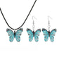 Creative Personality Painted Butterfly Real Leaf Specimen Pendant Earrings Necklace Women's Set