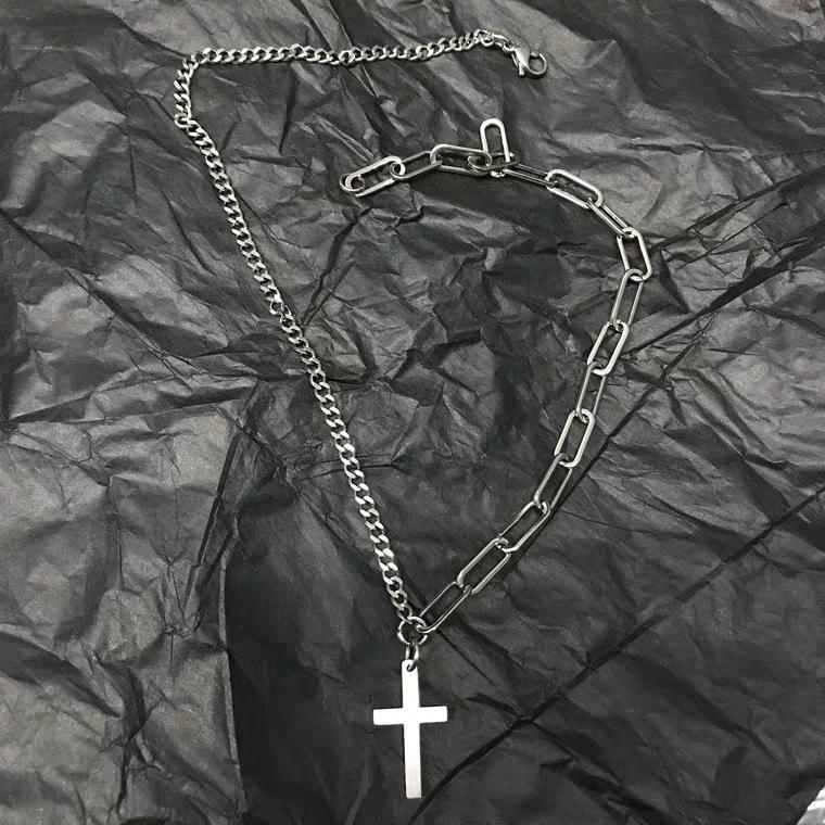 Hip-hop jumping disco cross tag multi-layer necklace sweater chain same style net red jewelry trendy products