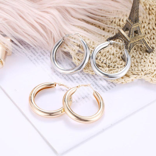 Fashion OL all-match golden geometric round big earrings female exaggerated Ruili circle earrings