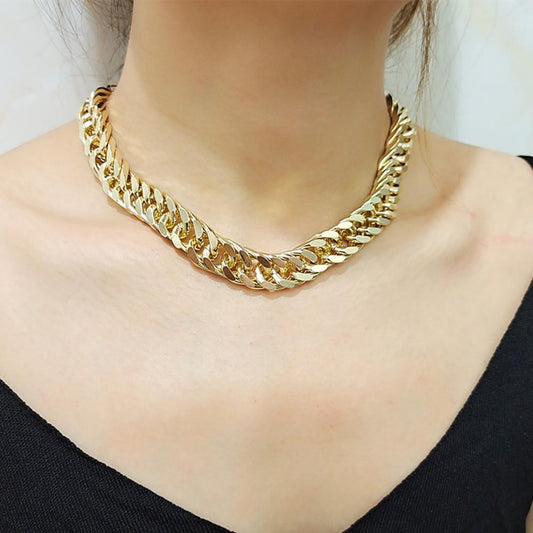 Jewelry Simple Single Layer Ring Double Buckle Exaggerated Personality Necklace Jewelry Set Thick Chain Necklace