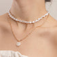 Jewelry ins tide cool double-layer special-shaped imitation pearl necklace female clavicle chain all-match necklace