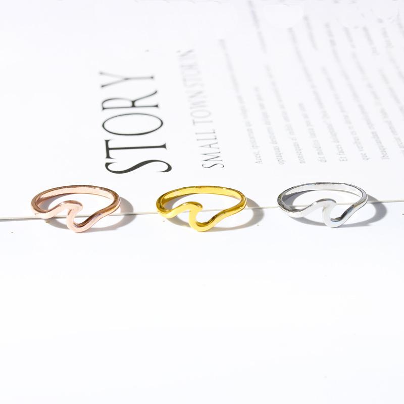 Fashion geometric ring personality simple wave ring ring female wave hand jewelry creative accessories