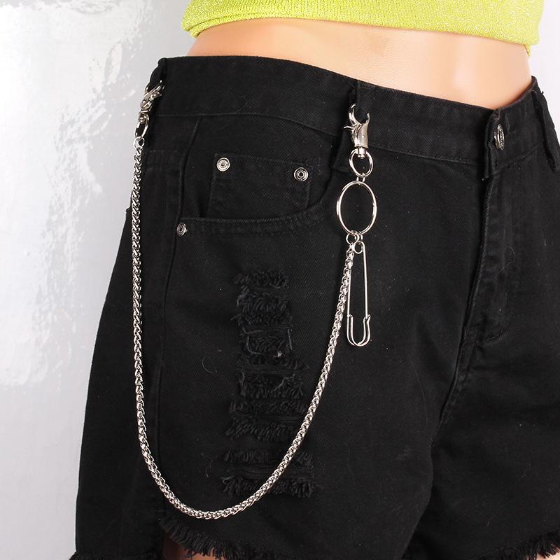 Jewelry Punk Rock Metal Paperclip Waist Decoration Retro Simple Twist Chain Keychain Pants Chain