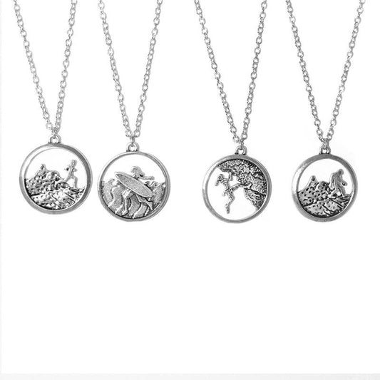 18 Sports Series Jewelry Surfing Climbing Running Walking Necklace Set