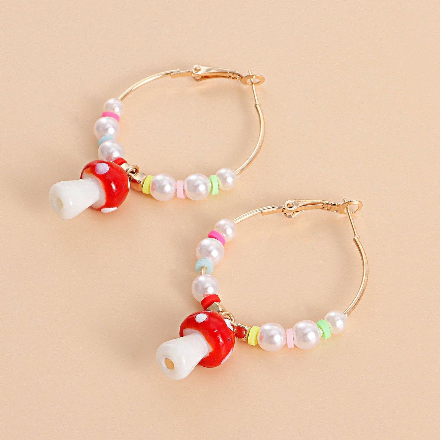 Jewelry Small Fresh Beaded Mushroom Pendant Earrings Earrings Personality Simple Versatile Temperament Earrings
