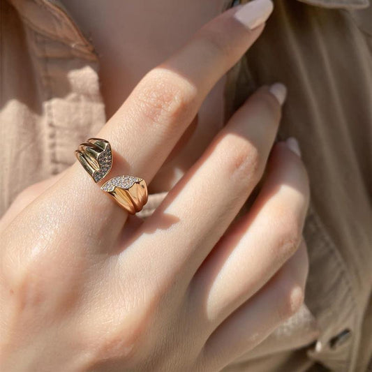 ins simple butterfly ring female fashion temperament micro-inlaid zircon metal opening index finger ring personality ring