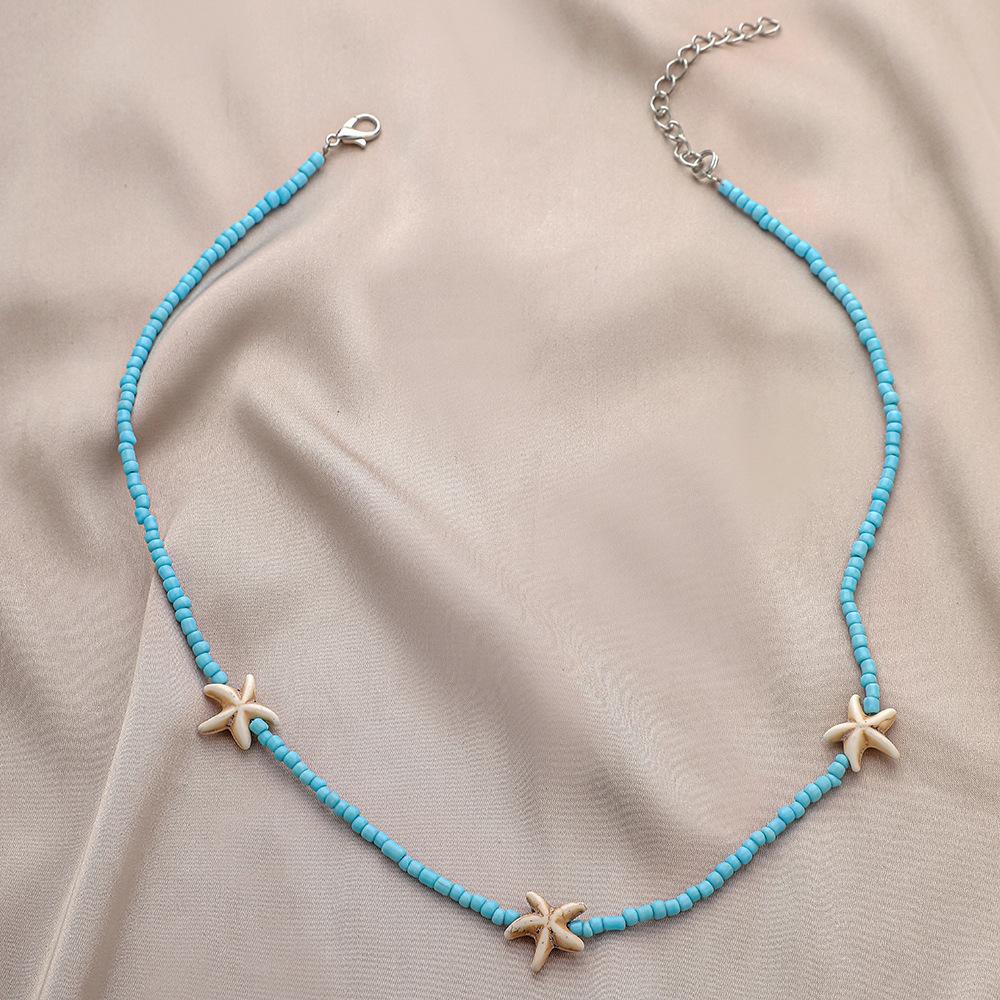 Bohemian Beach Beaded Necklace Simple Personality Versatile Starfish Beads Short Female Clavicle