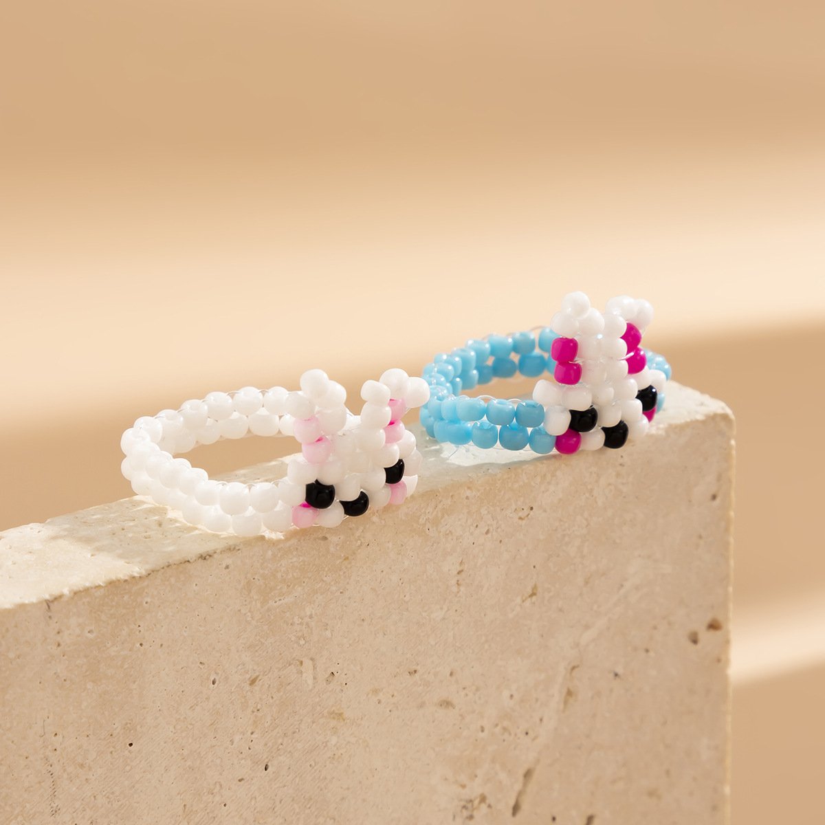 Jewelry simple rice beads weaving cute handmade animal tail ring ring niche cartoon ring female