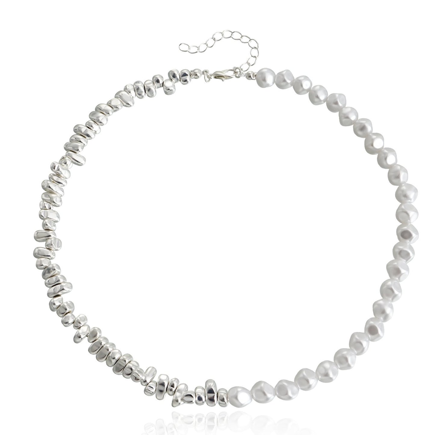 Jewelry broken silver a few taels irregular splicing pearl necklace sweater chain personality all-match trendy cool necklace