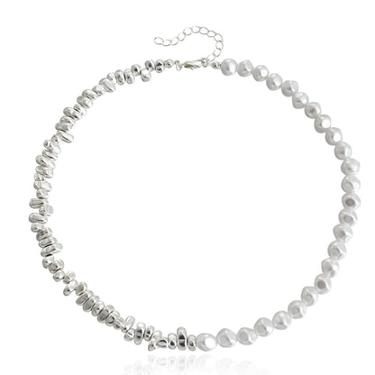 Jewelry broken silver a few taels irregular splicing pearl necklace sweater chain personality all-match trendy cool necklace