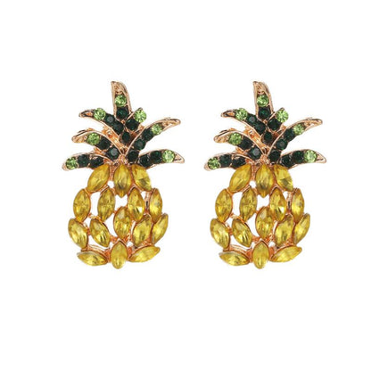 Sweet pineapple stud earrings personalized diamond net red creative ear accessories