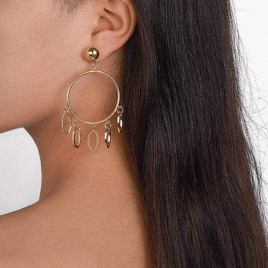 E152 Jewelry metal simple niche circle earrings tribal ethnic geometric earrings