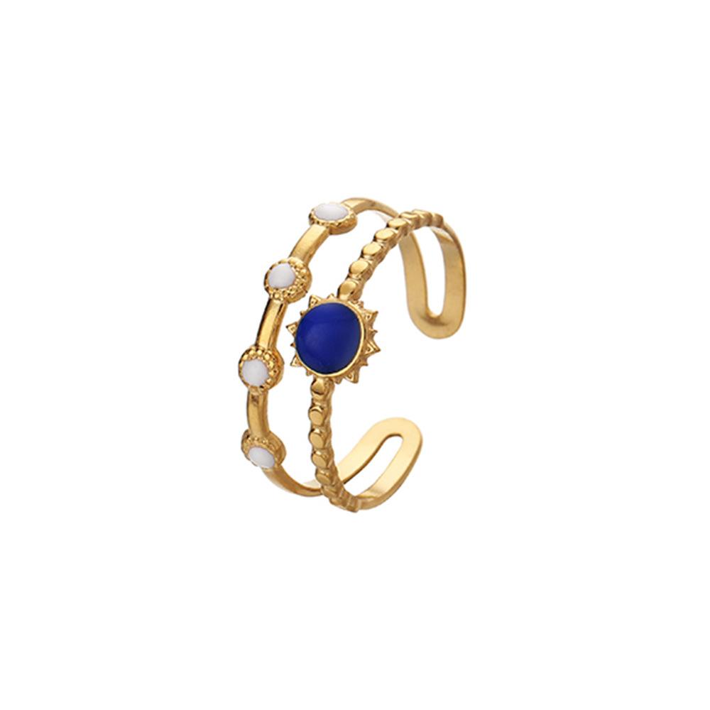 Exquisite light luxury niche design women's stainless steel opening adjustable color sun star ring