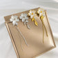 White camellia asymmetric earrings ins simple micro-inlaid zircon long tassel earrings flower earrings