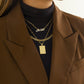 Jewelry Frosty Checkerboard Metal Tag Necklace Hip Hop Niche Diamond Alphabet Necklace Female