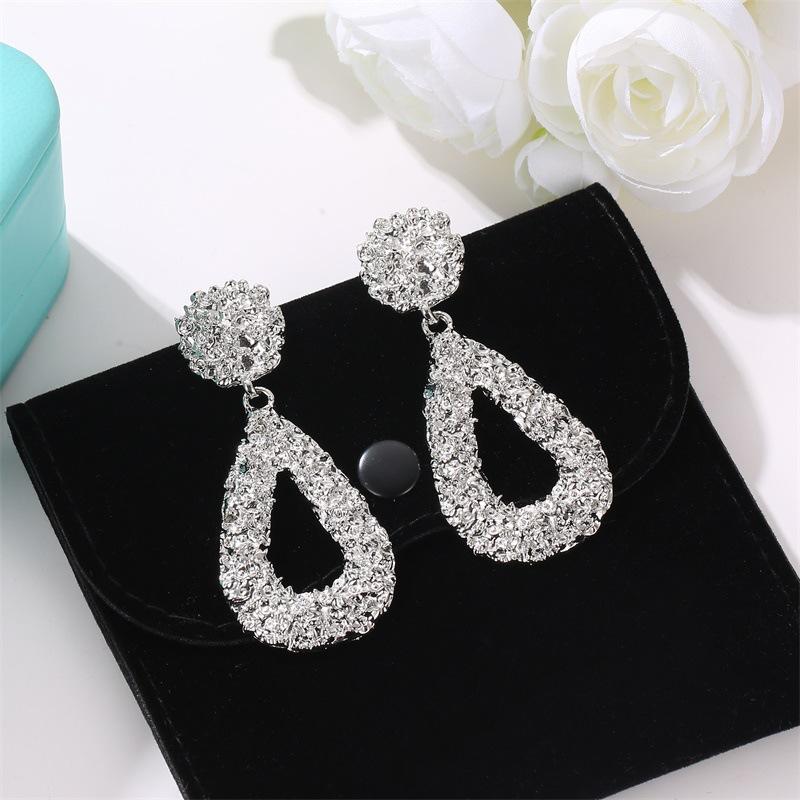 Pop Earrings Water Drop Embossed Bohemian Stud Earrings Punk Geometric Metal Earrings