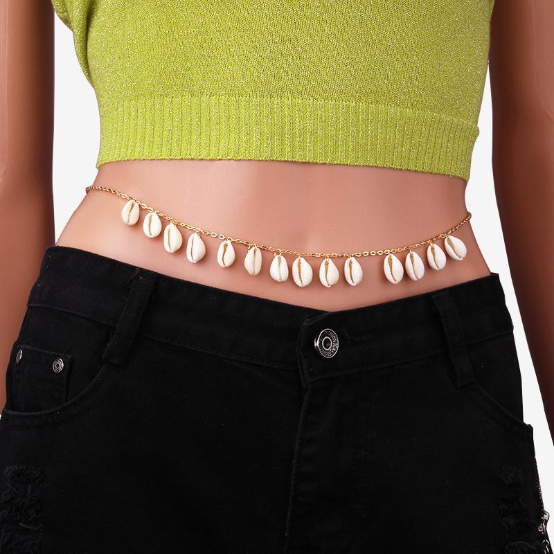 Jewelry Summer Beach Single Shell Pendant Copper Waist Chain Accessories Sexy Casual Body Chain