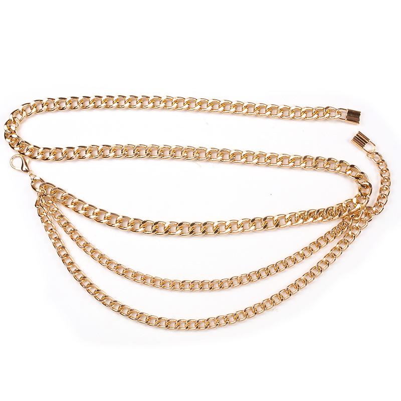 Double Padlock Fashion Three Layer Chain Pants Chain Metal Waist Chain Decoration Punk Rock Pants Chain Hip-hop Performance Accessories