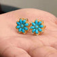 Explosive Bohemia Retro Turquoise Earrings Female Snow Flower Diamond Ancient Silver Earrings Jewelry