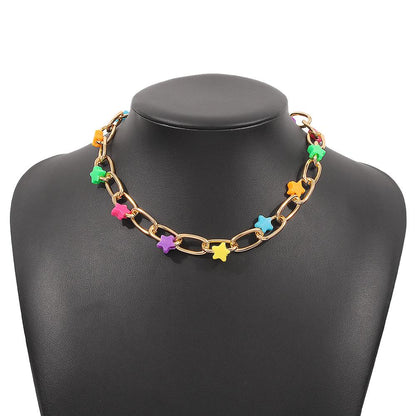 N998 Creative Geometric Necklace Bohemia Ethnic Five-pointed Star Necklace Cold Fashionista Necklace