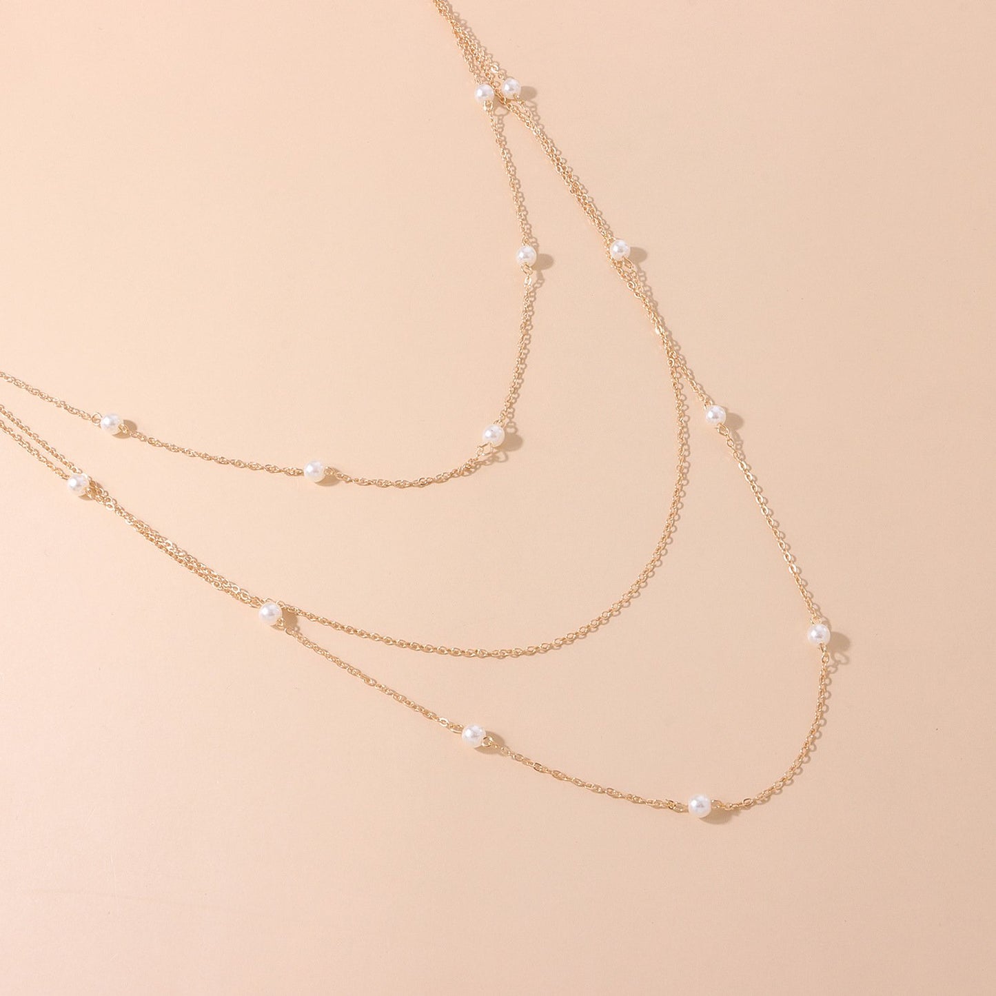 Jewelry Elegant Imitation Pearl Layer Necklace Geometric Trend Street Style Necklace