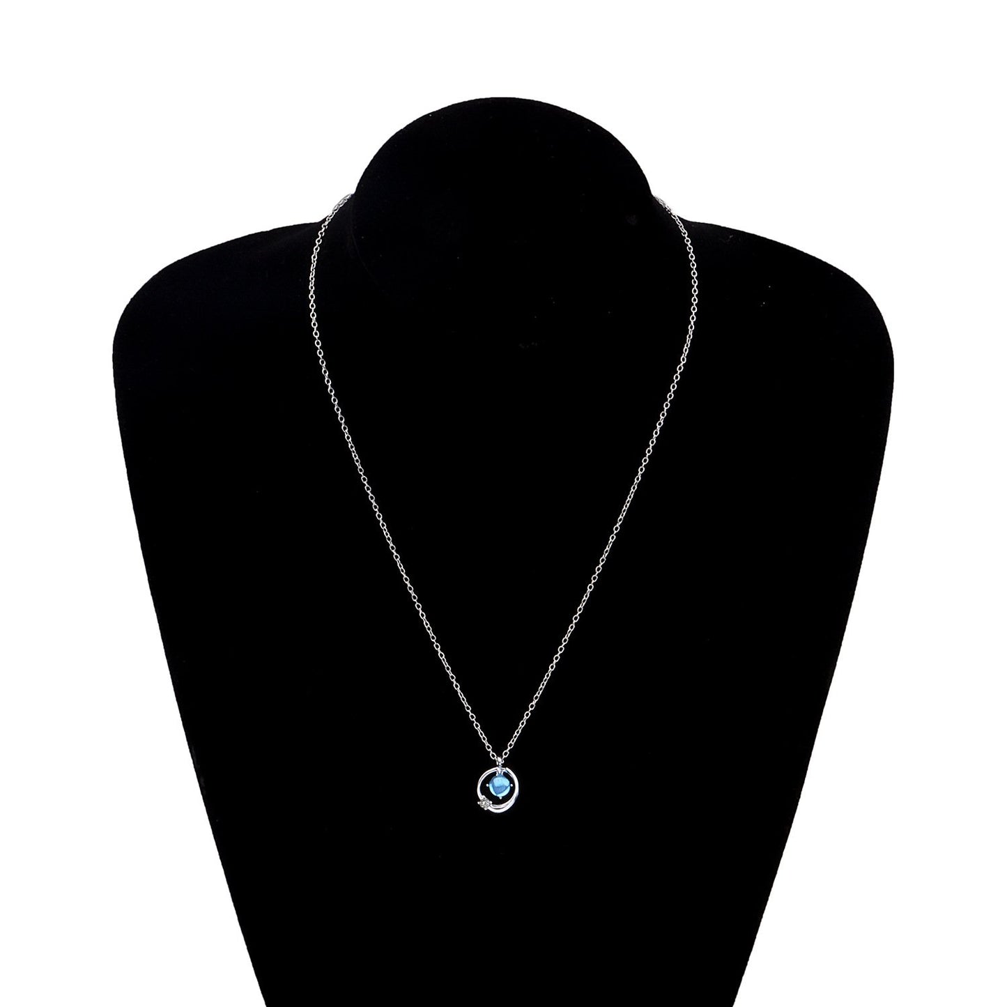 Jewelry micro-inlaid blue fantasy planet pendant necklace women's fashion full diamond temperament simple necklace