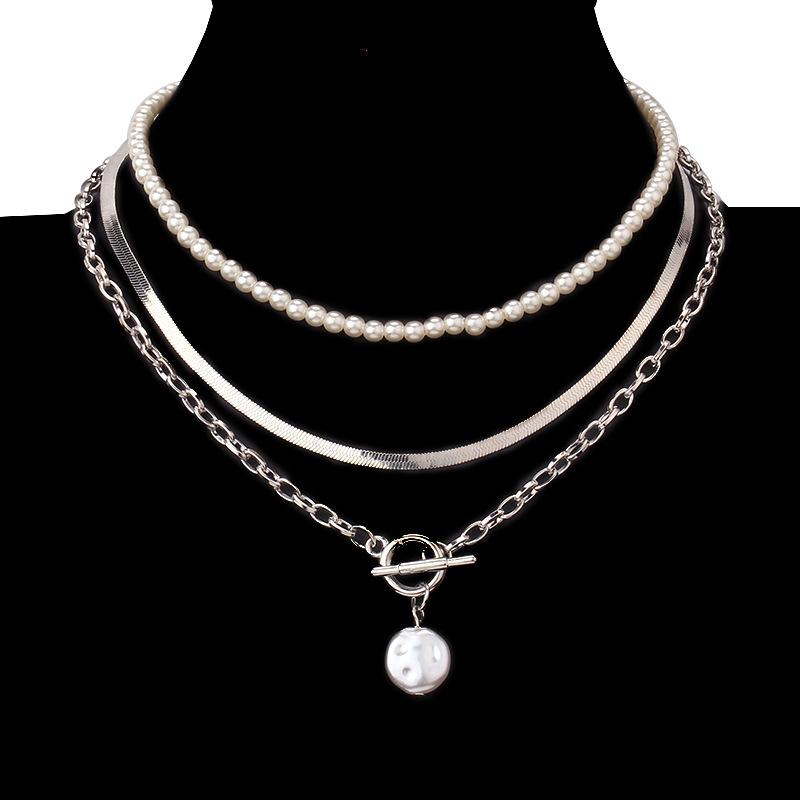 Jewelry Retro Multi-layer Beaded Chain Fragrance Necklace Simple and Versatile Imitation Pearl Trend Necklace
