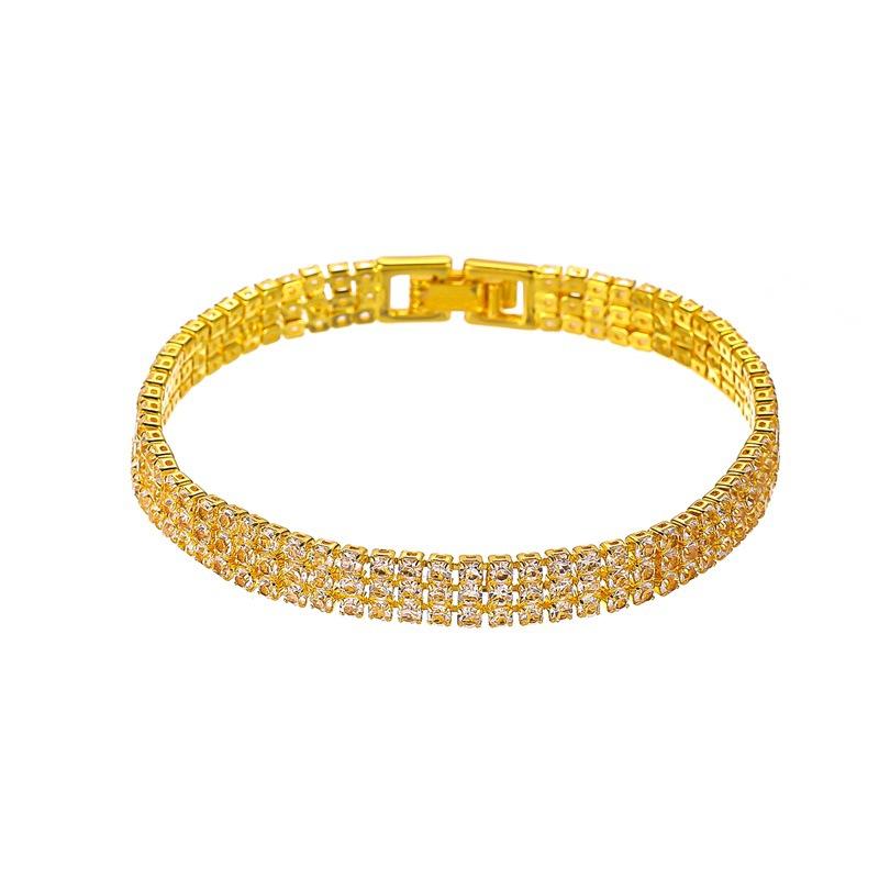 Temperament simple three-row diamond bracelet ins cold geometric diamond-encrusted tennis chain female jewelry