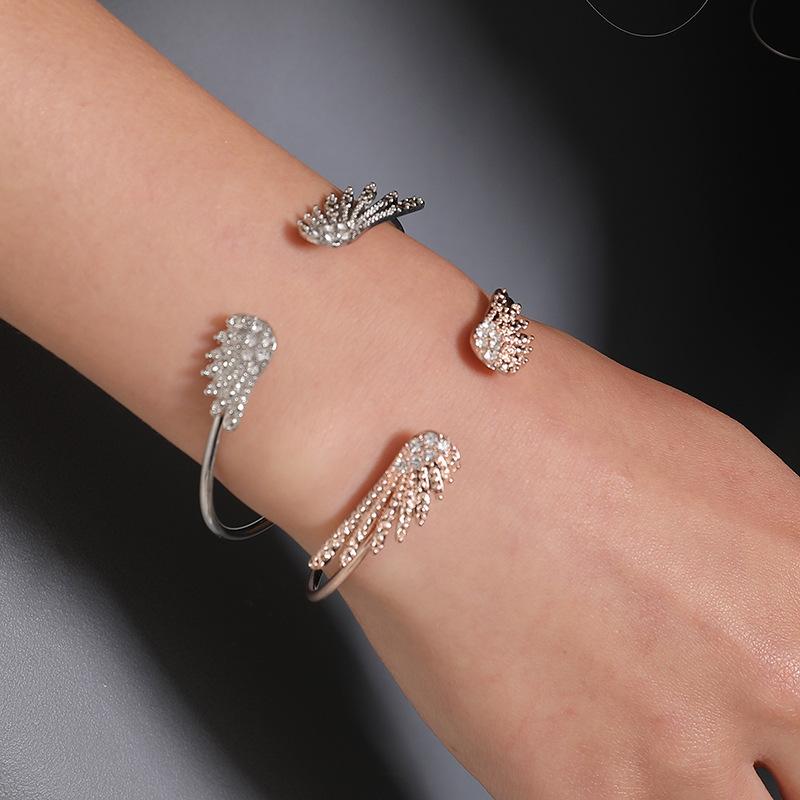 Creative jewelry fashion angel wings diamond bracelet female personality opening with diamond bracelet