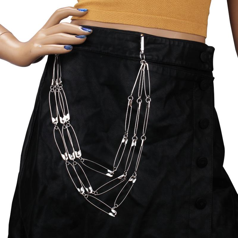 Jewelry pin waist chain ins net style Hong Kong cool handsome punk hip-hop multi-layer fashion pants chain