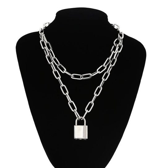 Jewelry Personality Punk Necklace Sweater Men's and Women's Chain Fashion Temperament Multilayer Lock Necklace