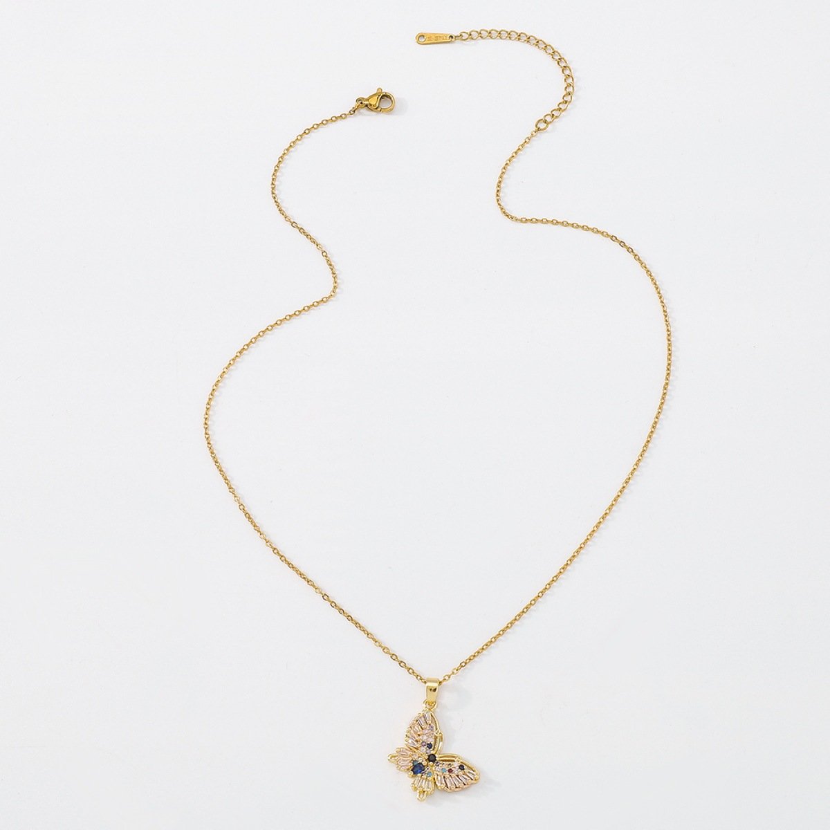 ZN151 Net Red Simple Geometric Necklace Smart Butterfly Sweet Zircon Necklace Cold Niche Necklace