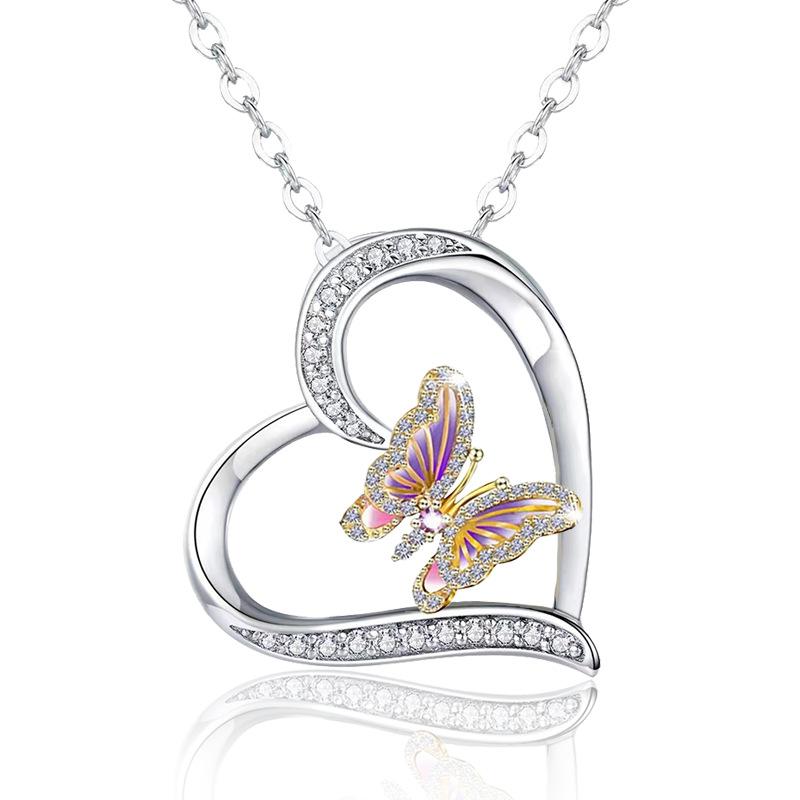 Exclusively for fashion women love butterfly diamond pendant necklace simple animal series jewelry