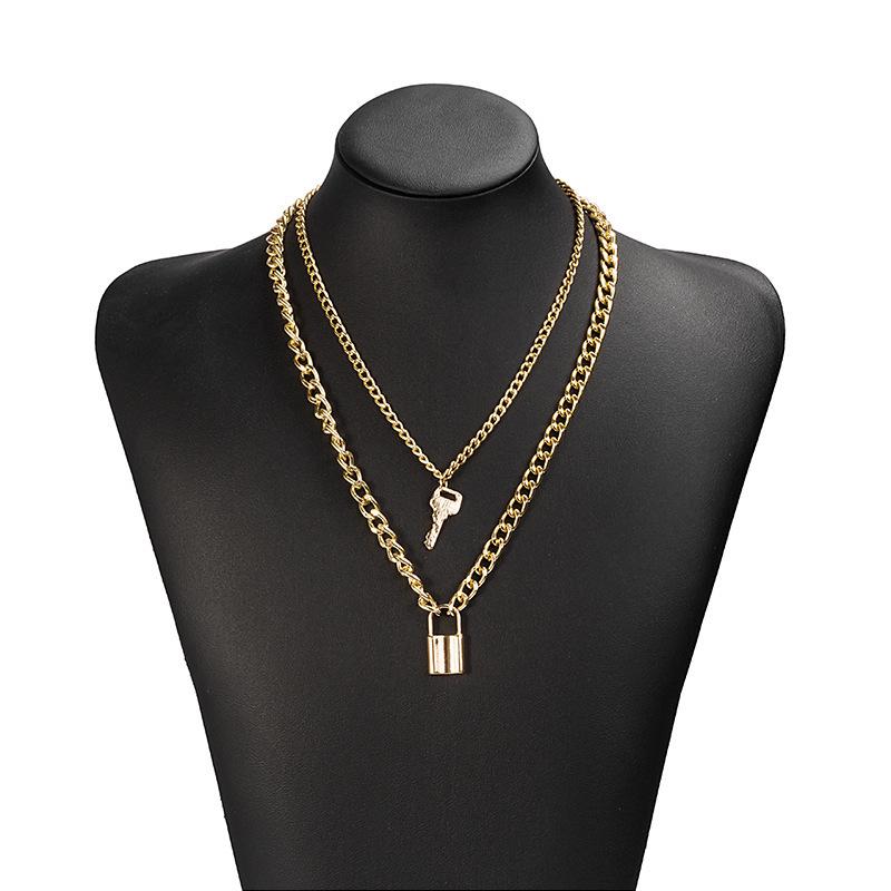 Retro Personality Variety of Chain Necklace Simple Temperament Lock Sweater Chain Necklace