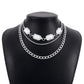 N182 jewelry personalized multi-layer twist Cuban chain imitation pearl necklace temperament geometric necklace