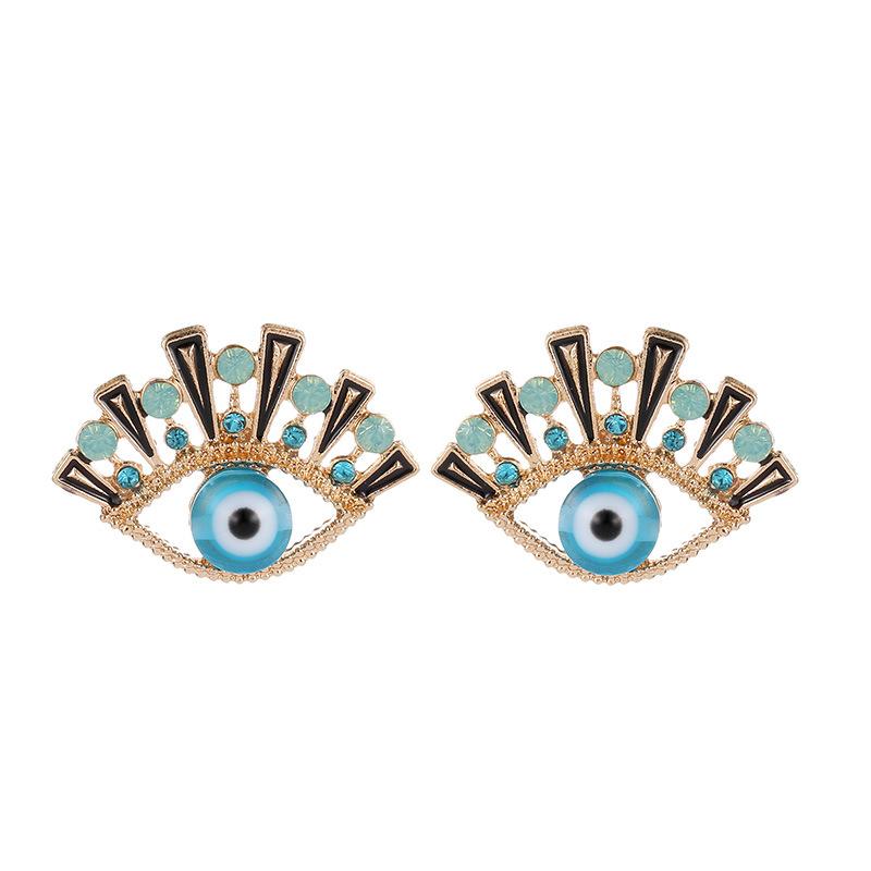 Creative fashion blue eye earrings with rhinestone eyes temperament earrings earrings