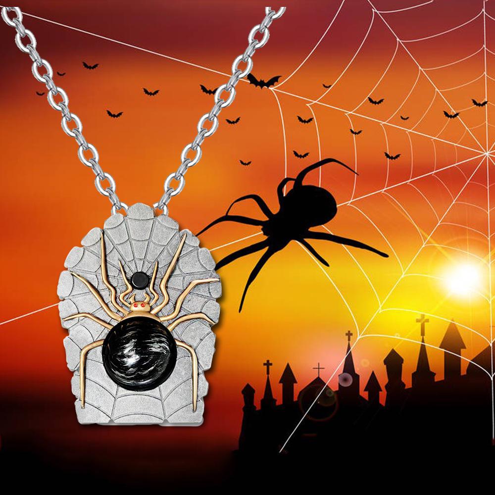 Explosive Jewelry Gothic Halloween Spider Necklace Female Punk Spider Web Pendant Jewelry