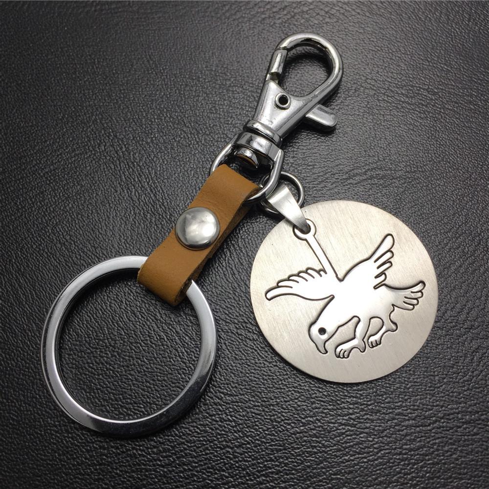 Earth Flying Eagle Cowhide Keychain Stainless Steel Pendant Titanium Steel Jewelry Waist Hanging Ladies Bag Pendant