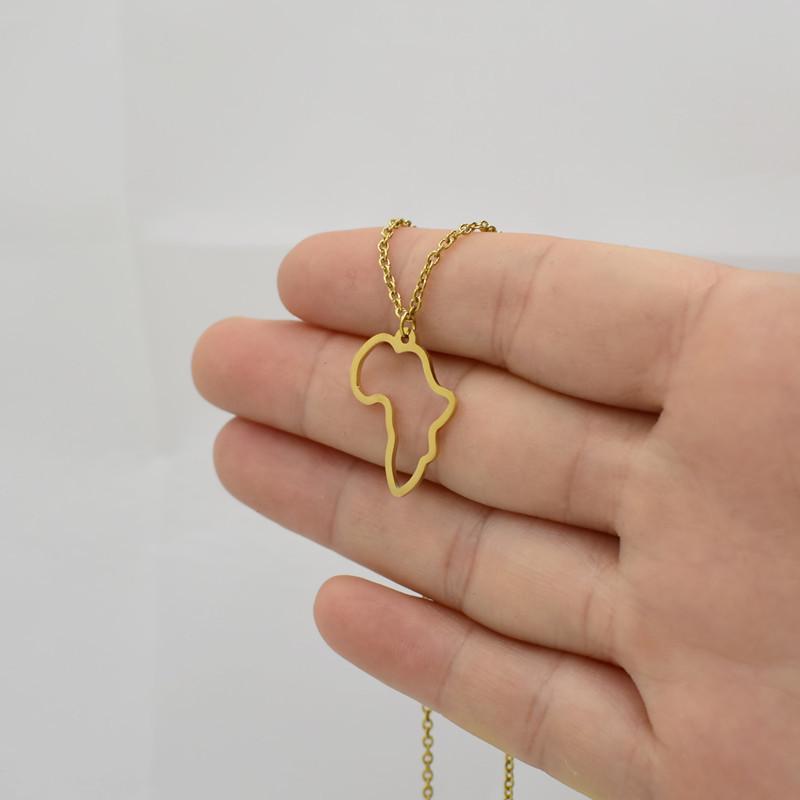 Simple personality stainless steel African map necklace pendant female popular all-match pendant ornaments