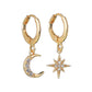 Accessories Personality Asymmetrical Star Moon Earrings Female Micro-inlaid Zircon Earrings Earrings Jewelry