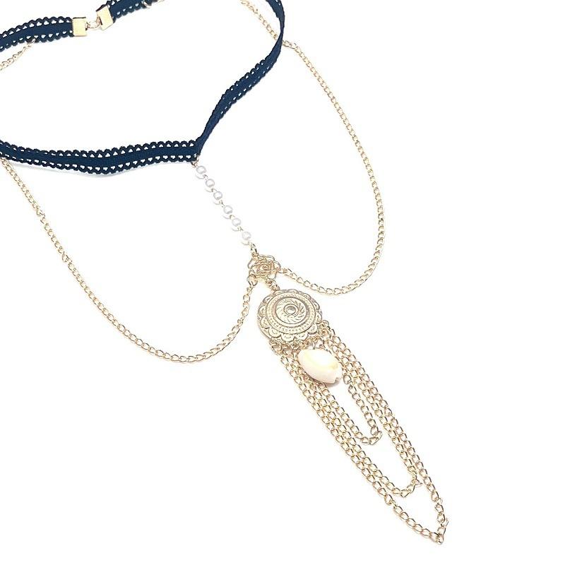 Fashion Shell Tassel Leg Chain Women Metal Pearl Sexy Leg Chain Elastic Body Chain Women Legchain